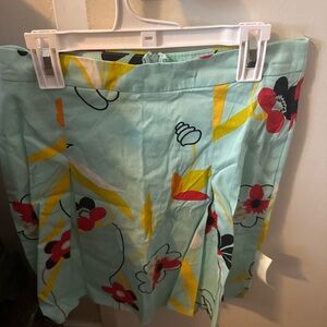 Scott A-Line Skirt with Floral Design in Aqua and Red